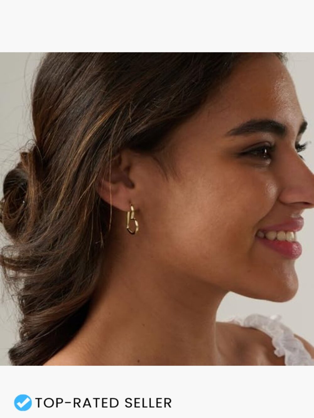 Heart Hoop Earrings Lightweight Hypoallergenic 14K Gold Plated for Women Trendy - Picture 3 of 7